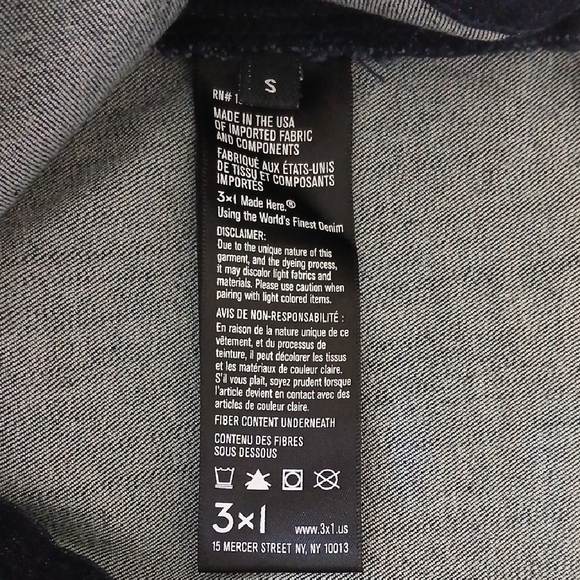 3x1 NYC Denim Off-Shoulder Black Crop Top Size S - Picture 3 of 8